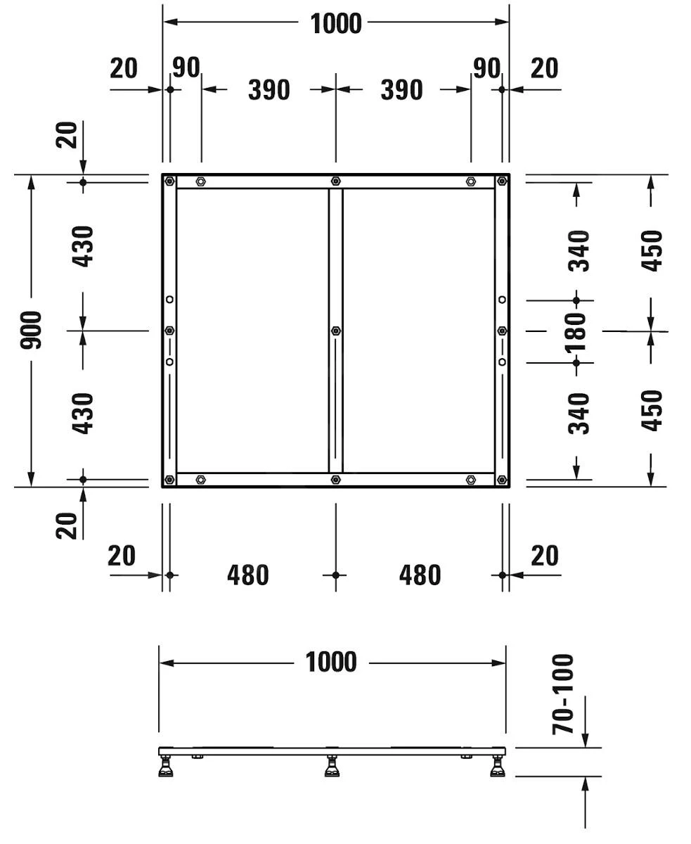 Duravit Toebehoren - Potenset Voor Douchebak 1000x900 Mm 791381000000000 - Afbeelding 2