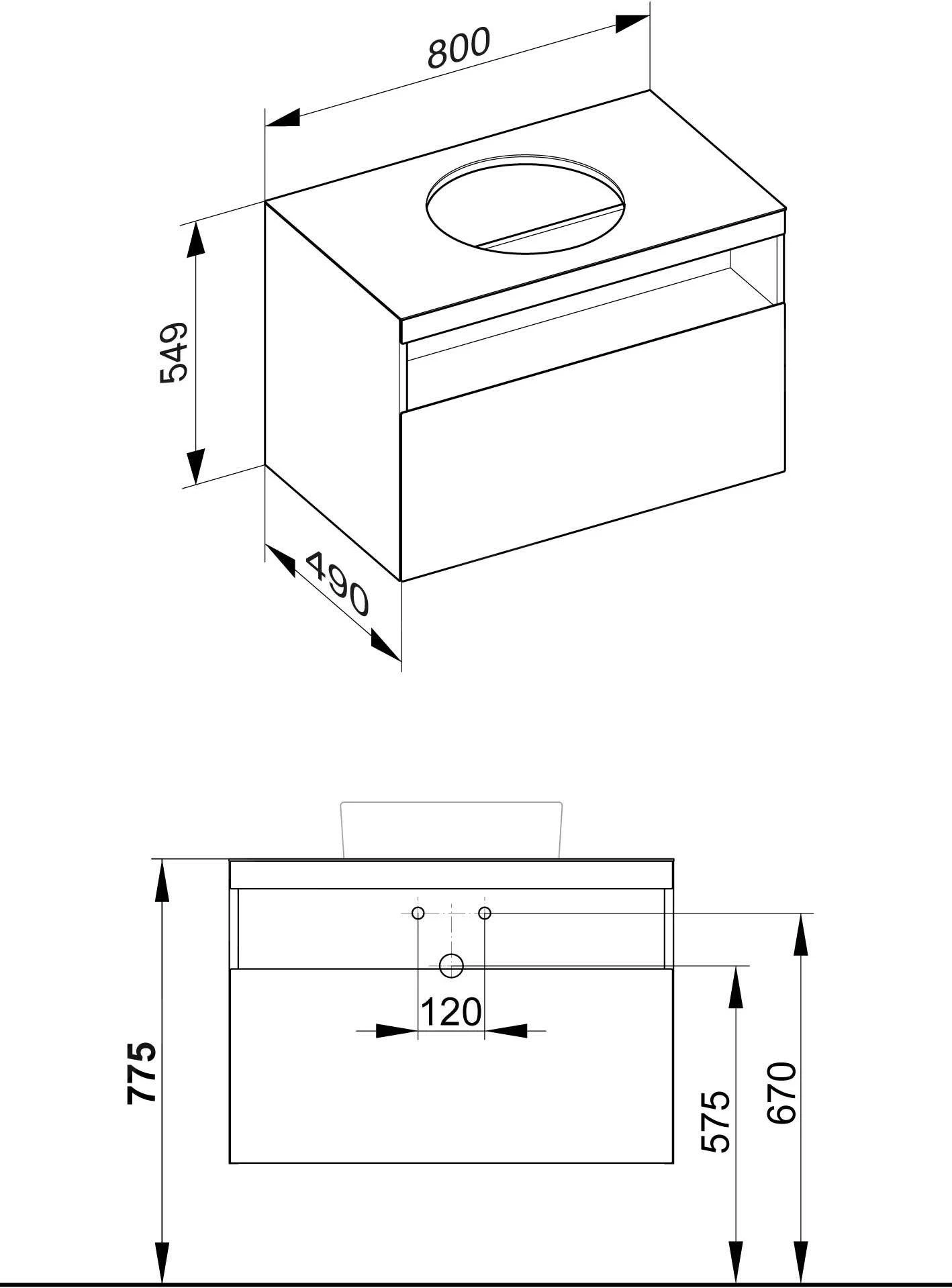 Keuco Stageline - Wastafelonderkast, 800x550x490 Mm, Met Uitsparing Voor Wastafel, Wit 32863300000 - Afbeelding 2