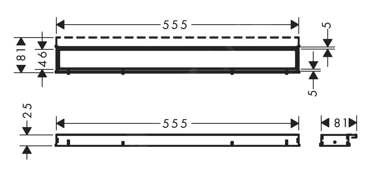 Hansgrohe RainDrain Match - Douchegoot Met Rvs Rooster 600, In Hoogte Verstelbaar Frame, Wit 56036450 - Afbeelding 2