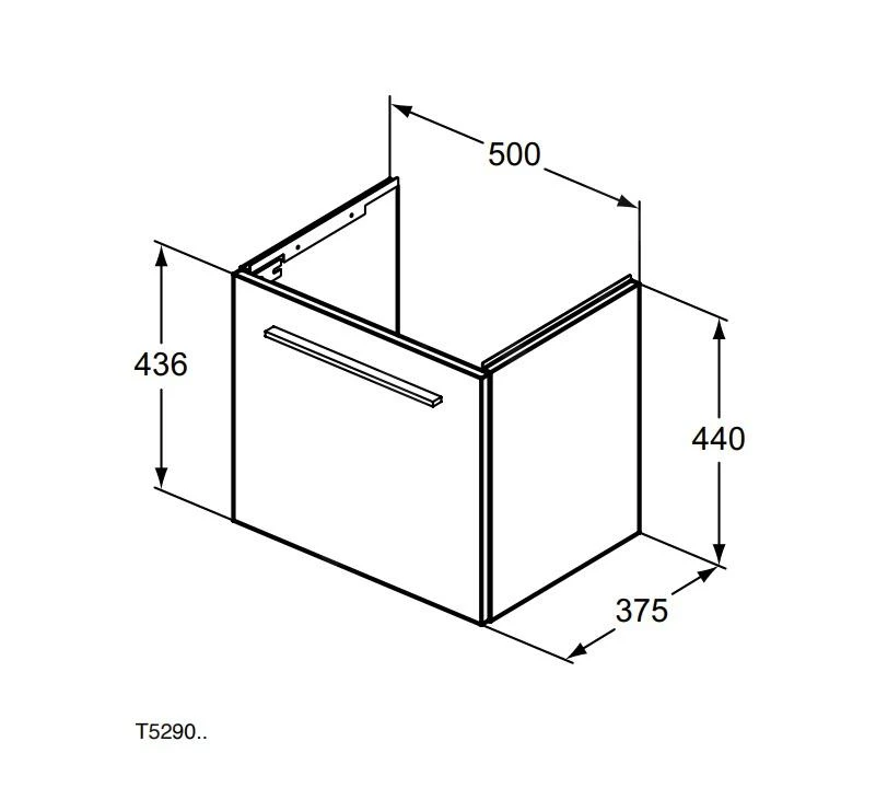 Ideal Standard I.Life S - Wastafelonderkast, 500x375x440 Mm, Mat Carbon Grijs T5290NV - Afbeelding 2