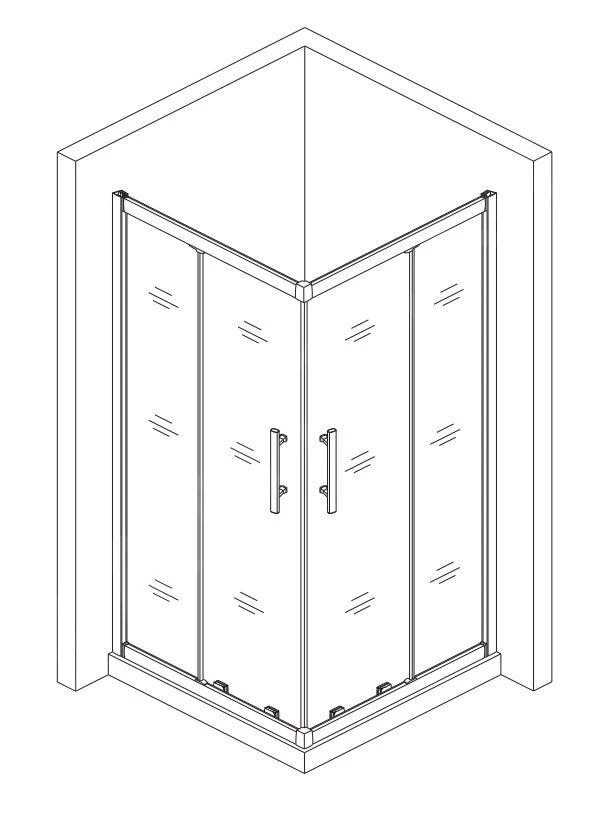 Lansanit LitEX Terni - Douchecabine 4 Delig 900x900 Mm, Glanzend Aluminium/mat Glas CF99-190-M - Afbeelding 3