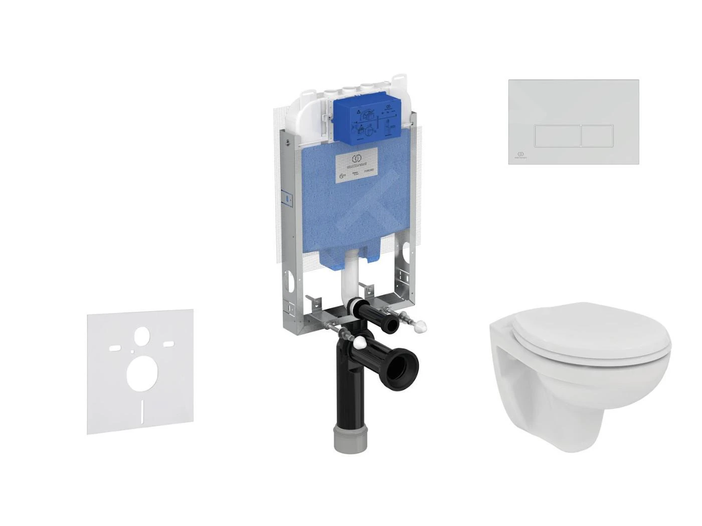 Ideal Standard ProSys - Toiletset- Inbouwreservoir, Closet, WC-zitting Eurovit, Oleas M2 Bedieningsplaat, Rimless, Softclose, Wit ProSys80M SP121