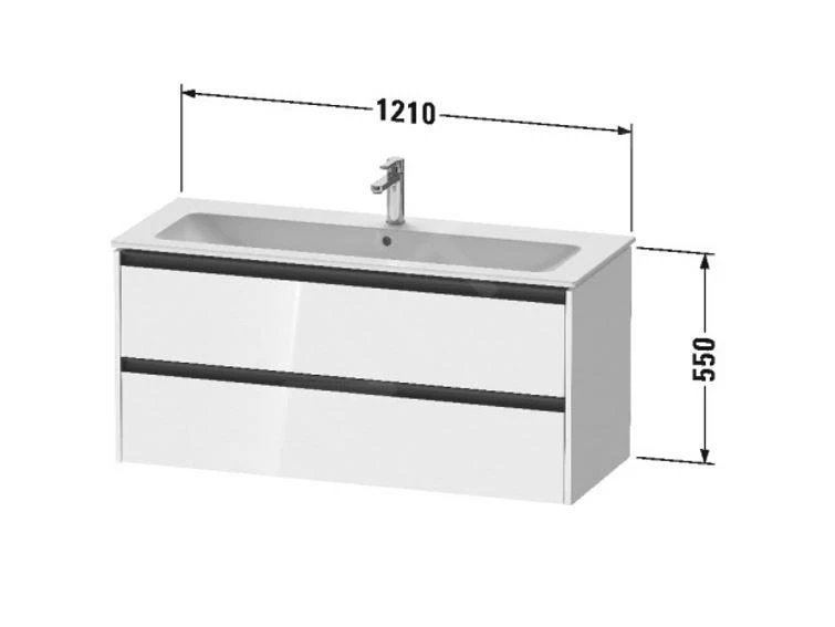 Duravit Ketho.2 - Wastafelonderkast 550x1210x480 Mm, 2 Laden, Glanzend Wit K25265022220000 - Afbeelding 2
