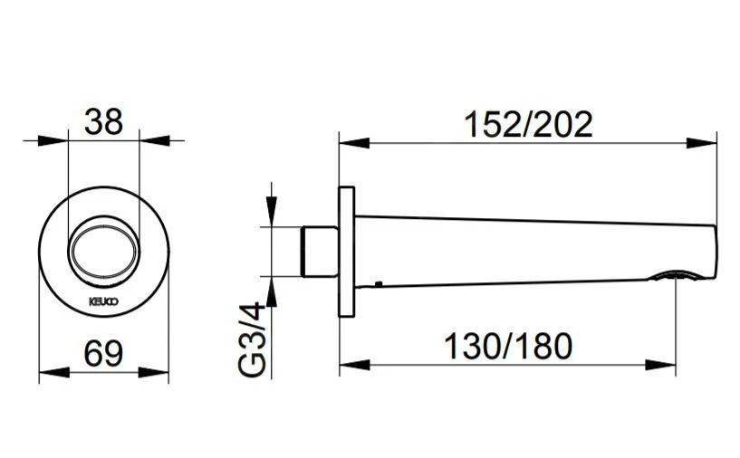Keuco Edition 400 - Baduitloop, Geborsteld Zwart Chroom 51545130001 - Afbeelding 2