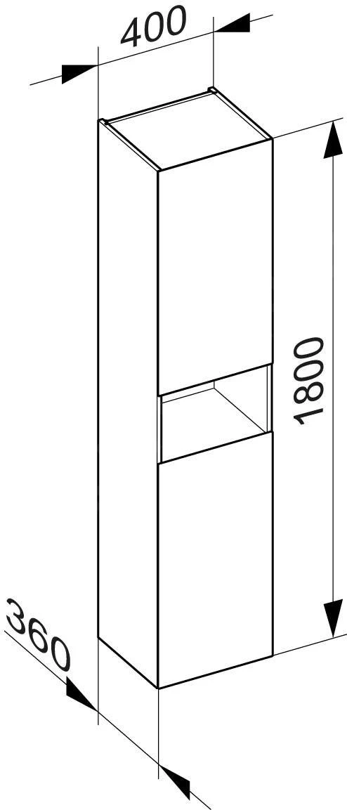 Keuco Stageline - Hoge Kast, 400x1800x360 Mm, 2 Deuren, Scharnieren Links, Met Verlichting, Wit 32831300101 - Afbeelding 2