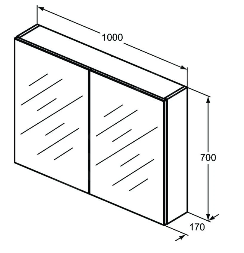 Ideal Standard Mirror&Light - Spiegelkast Met LED Verlichting En Inlegplank, 1000x700 Mm, Aluminium T3498AL - Afbeelding 2
