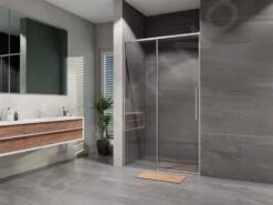 Lansanit LitLUX Slim Alvaro - Douche Schuifdeur 1200 Mm, Glanzend Aluminium/helder Glas SZD12