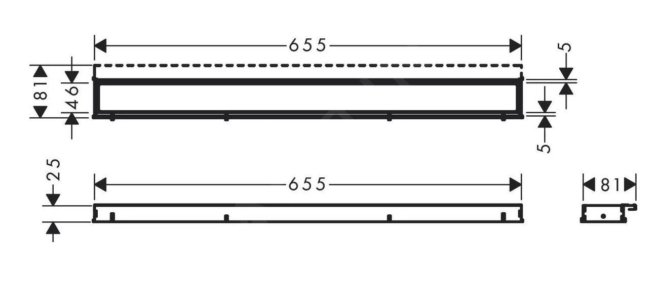 Hansgrohe RainDrain Match - Douchegoot Met Rvs Rooster 700, In Hoogte Verstelbaar Frame, Wit 56037450 - Afbeelding 2