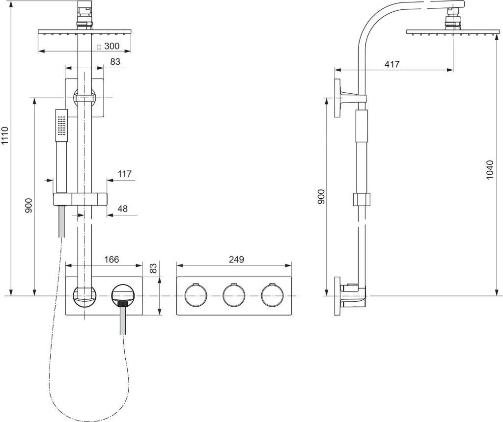 Ideal Standard Archimodule - Doucheset 300 Met Inbouwthermostaat, 1jet, Chroom A1558AA - Afbeelding 2