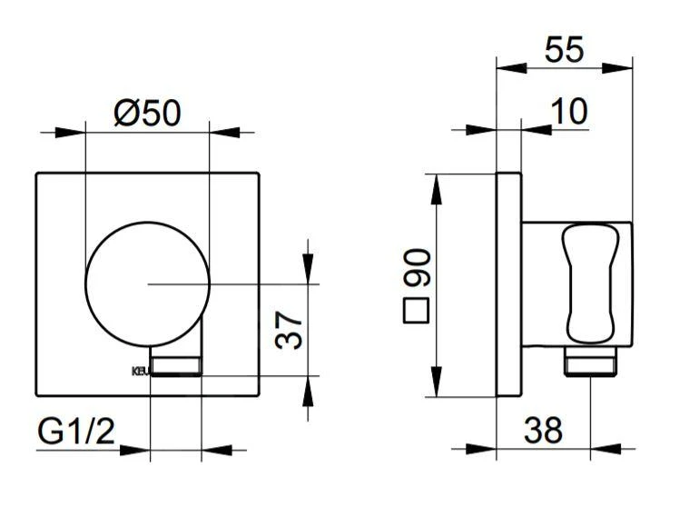 Keuco IXMO - Wandaansluitbocht Met Houder, Roestvrij Staal 59592070002 - Afbeelding 2