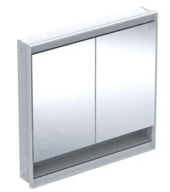 Geberit ONE - Spiegelkast Met LED-verlichting, 900x900x150 Mm, 2 Deuren, Met Nis, Inbouw, Wit 505.823.00.2